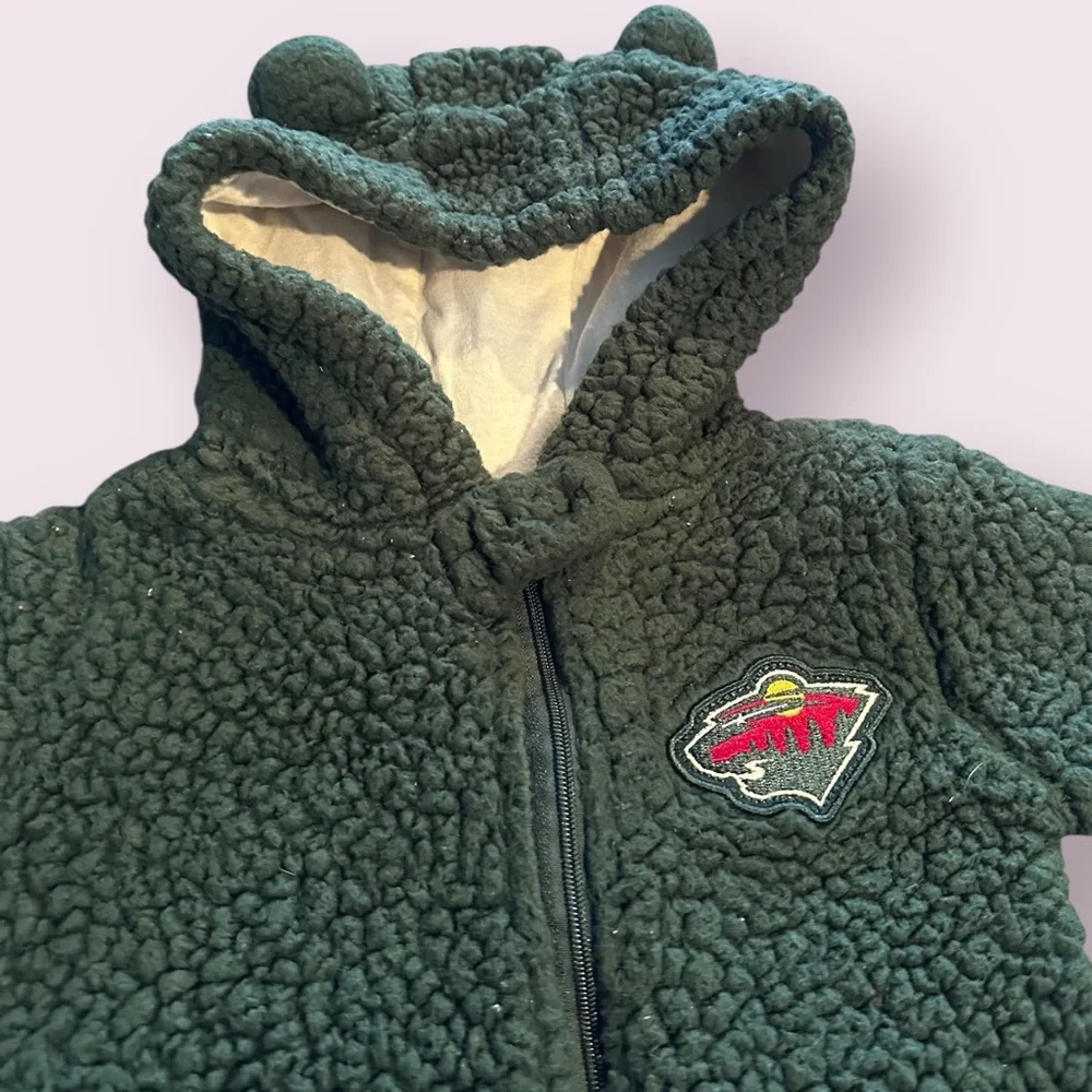 Baby NHL Officially Licensed Minnesota Wild Hockey Fleece Footies W/Hood 6/9 Mon